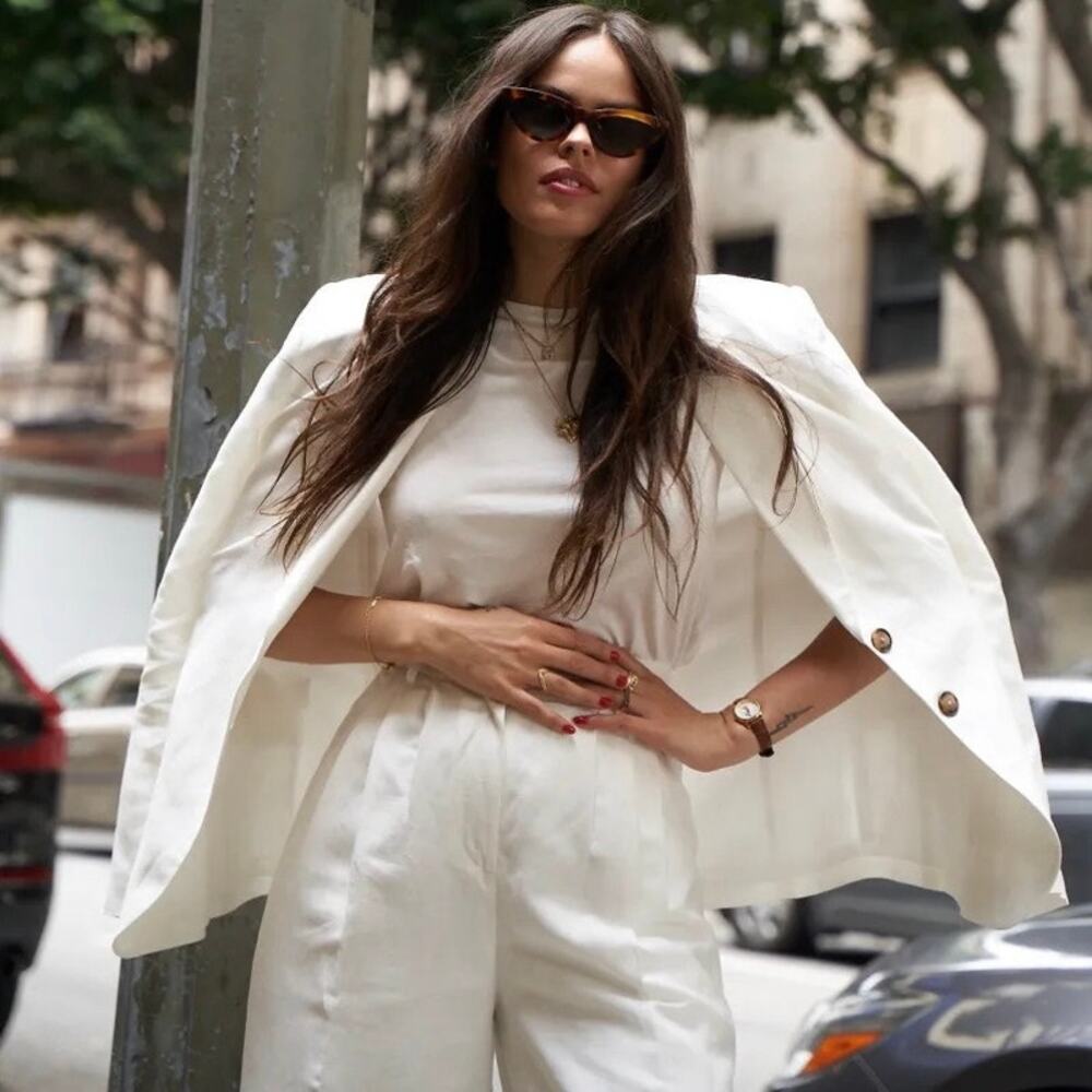 NWT Fame & Partners White Linen Blazer Jacket Size 2